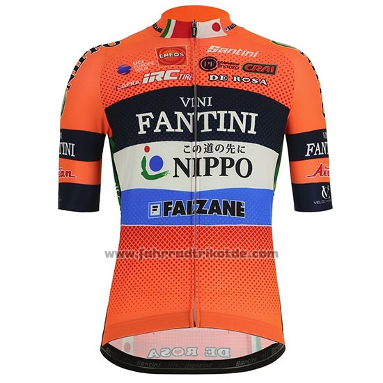 2019 Fahrradbekleidung Vini Fantini Orange Trikot Kurzarm und Tragerhose01